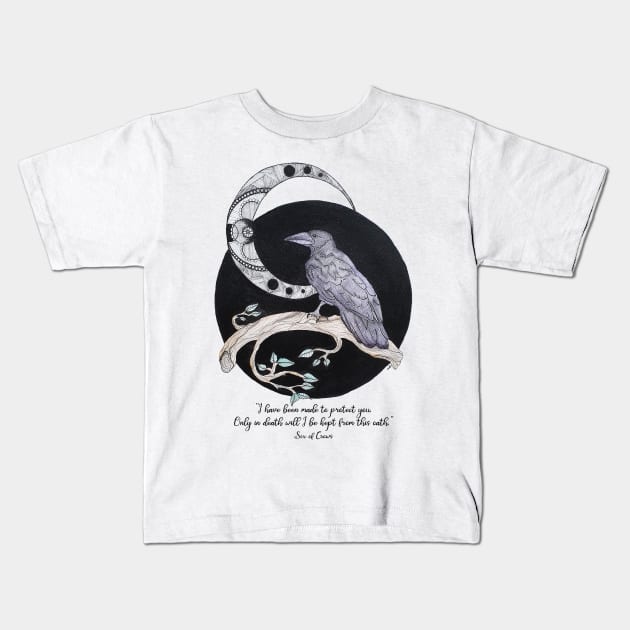 Crow Moon Kids T-Shirt by TG_Art